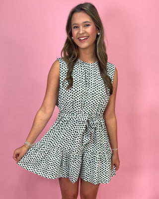 Everly Emerald Dot Sleeveless Dress - All About You Boutique & Gifts