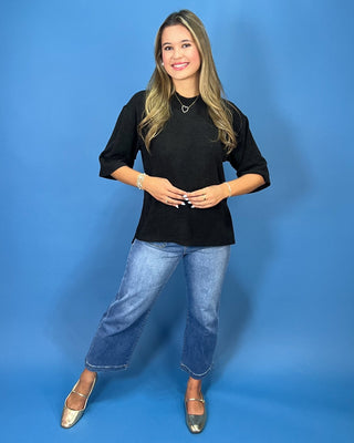 Everyday Edge Black Split-Hem Knit Top - All About You
