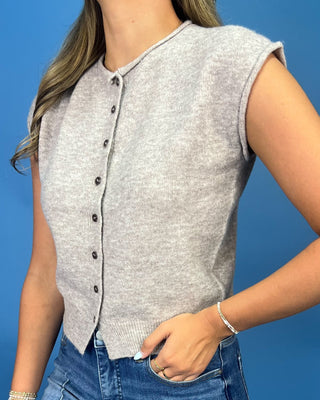 Everyday Simple Sleeveless Button Knit Top *More Colors* - All About You