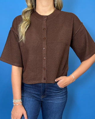 Fall in Love Chocolate Button Up Knit Cardigan Sweater - All About You