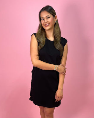 Fifth Avenue Agenda Gold Button Detail Zip - Up Dress - All About You Boutique & Gifts