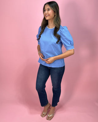 Forever Feminine Lace Trim Puff Sleeve Top - All About You Boutique & Gifts