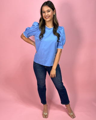 Forever Feminine Lace Trim Puff Sleeve Top - All About You Boutique & Gifts
