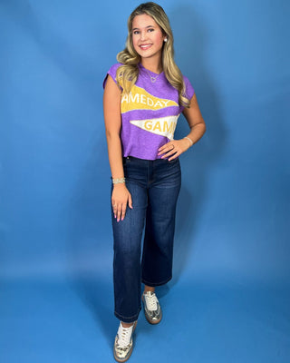 Fourth Quarter Favorite Gameday Pennant Knit Sleeveless Top - All About You