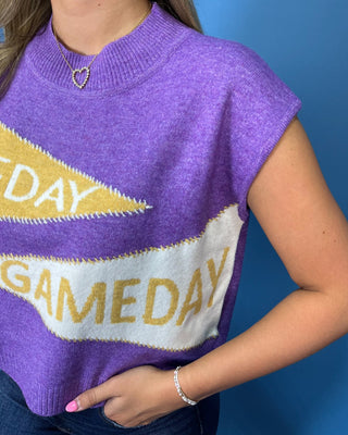 Fourth Quarter Favorite Gameday Pennant Knit Sleeveless Top - All About You