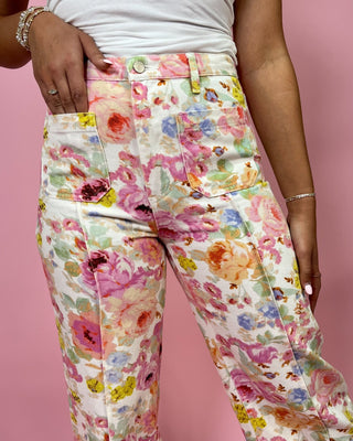 Garden Party Floral HR Denim Jeans - All About You