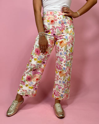 Garden Party Floral HR Denim Jeans - All About You