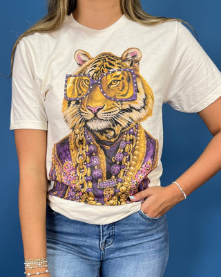 Geaux Queen Tiger Rhinestone Graphic Top - All About You