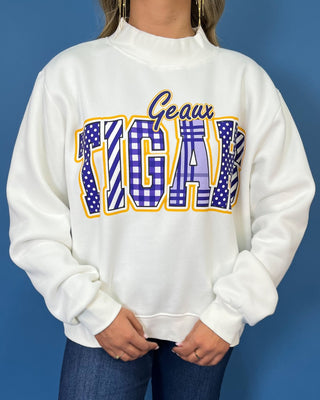 Geaux Tigahs Vintage Mock Neck Graphic Sweatshirt - All About You