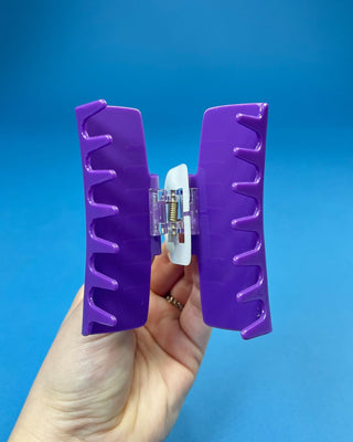 Geaux Purple Claw Hair Clip featuring bold LSU-inspired lettering