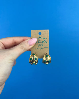 Gold W/Jade Stones Earrings - All About You