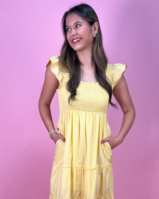 Golden Hour Pinstripe Tiered Maxi Dress - All About You
