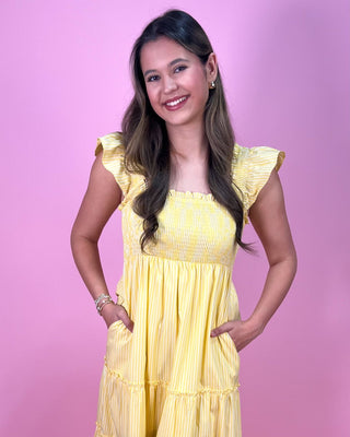 Golden Hour Pinstripe Tiered Maxi Dress - All About You