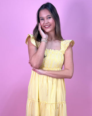 Golden Hour Pinstripe Tiered Maxi Dress - All About You