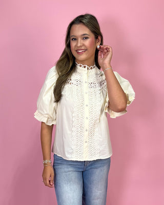 Ivory Lace Heirloom Button Up Top - All About You Boutique & Gifts