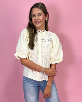 Ivory Lace Heirloom Button Up Top - All About You Boutique & Gifts