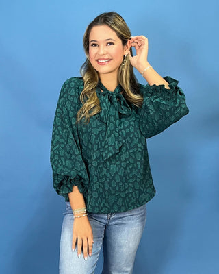 Jewel Forest Animal Print Emerald Necktie Top - All About You