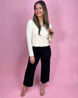 Kensington Pearls Scalloped Trim Sweater - All About You