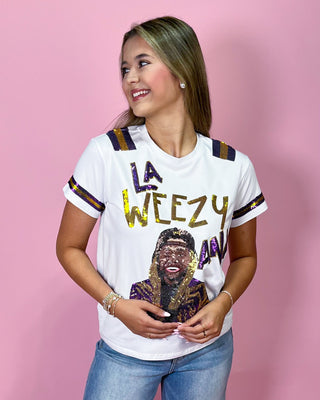 La Weezy Ana Gold Sequin Gameday Top - All About You