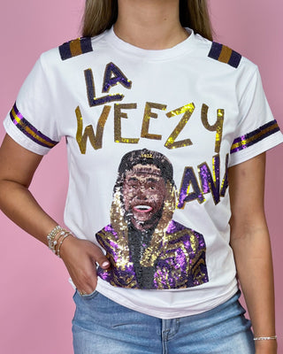 La Weezy Ana Gold Sequin Gameday Top - All About You