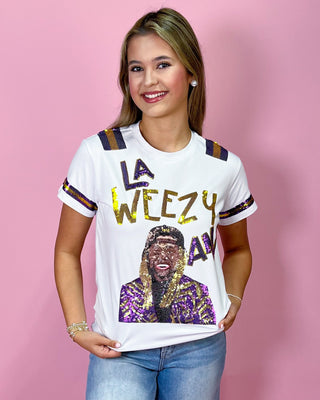 La Weezy Ana Gold Sequin Gameday Top - All About You