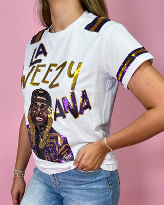 La Weezy Ana Gold Sequin Gameday Top - All About You