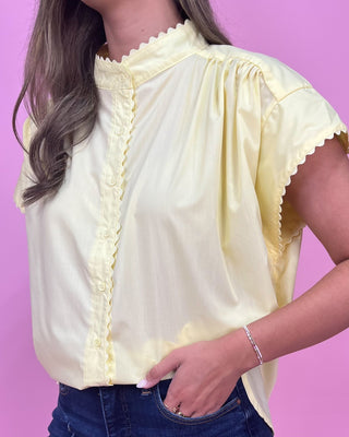 Lemon Drop Button Up Scalloped Top - All About You Boutique & Gifts