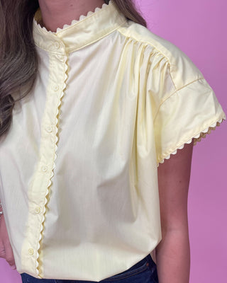 Lemon Drop Button Up Scalloped Top - All About You Boutique & Gifts