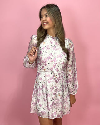 Lilac Bloom Tie Waist Dress - All About You Boutique & Gifts