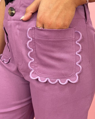 Lilac Dream Scalloped Detailed Pants - All About You Boutique & Gifts