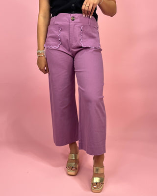 Lilac Dream Scalloped Detailed Pants - All About You Boutique & Gifts