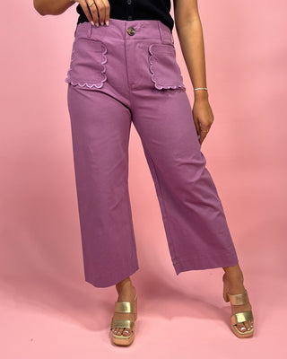 Lilac Dream Scalloped Detailed Pants - All About You Boutique & Gifts