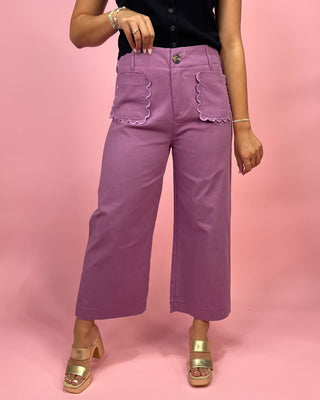 Lilac Dream Scalloped Detailed Pants - All About You Boutique & Gifts