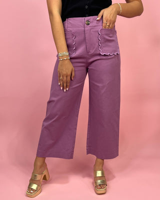 Lilac Dream Scalloped Detailed Pants - All About You