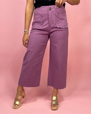 Lilac Dream Scalloped Detailed Pants - All About You Boutique & Gifts