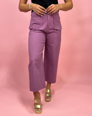 Lilac Dream Scalloped Detailed Pants - All About You