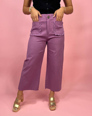 Lilac Dream Scalloped Detailed Pants - All About You Boutique & Gifts
