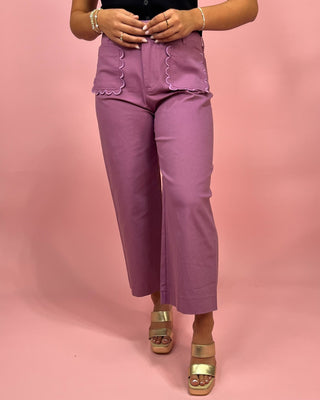 Lilac Dream Scalloped Detailed Pants - All About You Boutique & Gifts
