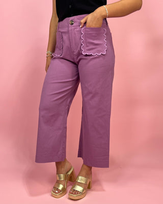 Lilac Dream Scalloped Detailed Pants - All About You Boutique & Gifts