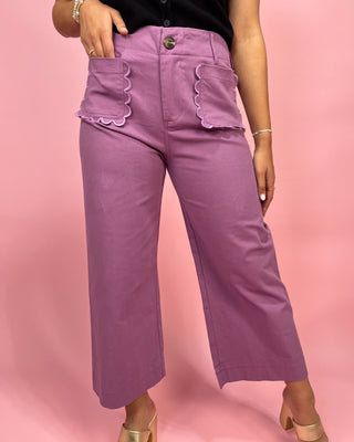 Lilac Dream Scalloped Detailed Pants - All About You Boutique & Gifts