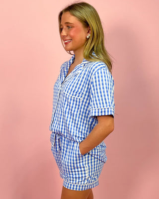 Lulu Mac Breezy Blue Gingham PJ Set - All About You