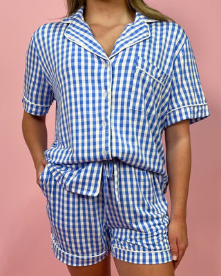 Lulu Mac Breezy Blue Gingham PJ Set - All About You