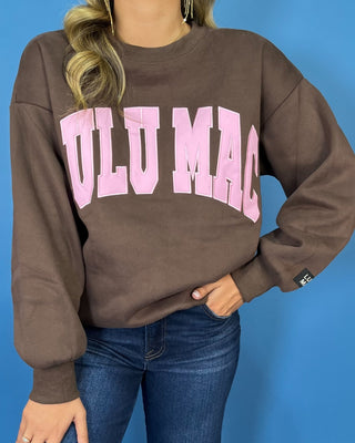 Lulu Mac Chocolate & Blush Embroidered Crewneck Top - All About You