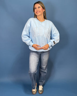 Lulu Mac Coastal Cool Embroidered Blue Crewneck - All About You
