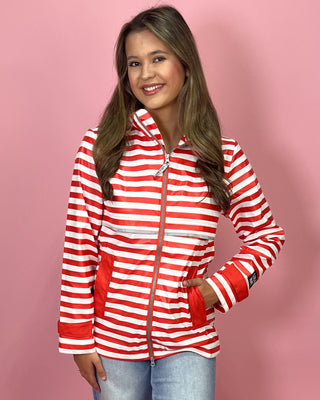 Lulu Mac Coastal Red Stripe Raincoat - All About You Boutique & Gifts