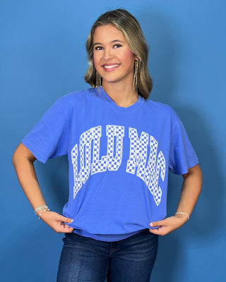 Lulu Mac Periwinkle Checkered Graphic Top - All About You
