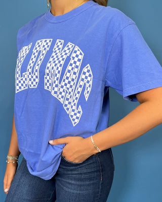 Lulu Mac Periwinkle Checkered Graphic Top - All About You