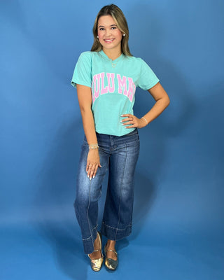 Lulu Mac Seafoam Pink Polka Dot Graphic Top - All About You