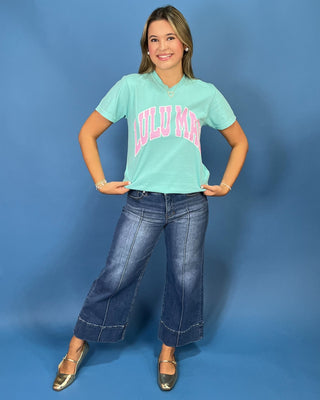 Lulu Mac Seafoam Pink Polka Dot Graphic Top - All About You