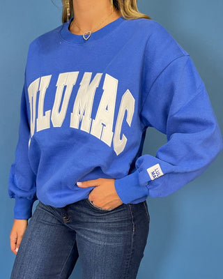 Lulu Mac Victory Blue & White Embroidered Crewneck - All About You